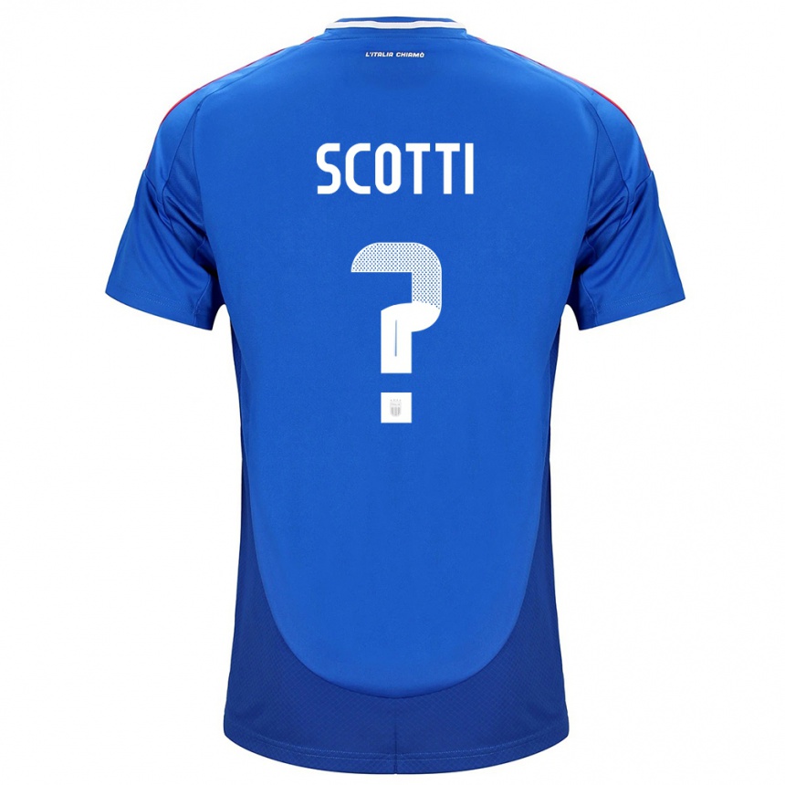 Hombre Fútbol Camiseta Italia Filippo Scotti #0 Azul 1ª Equipación 24-26 Perú