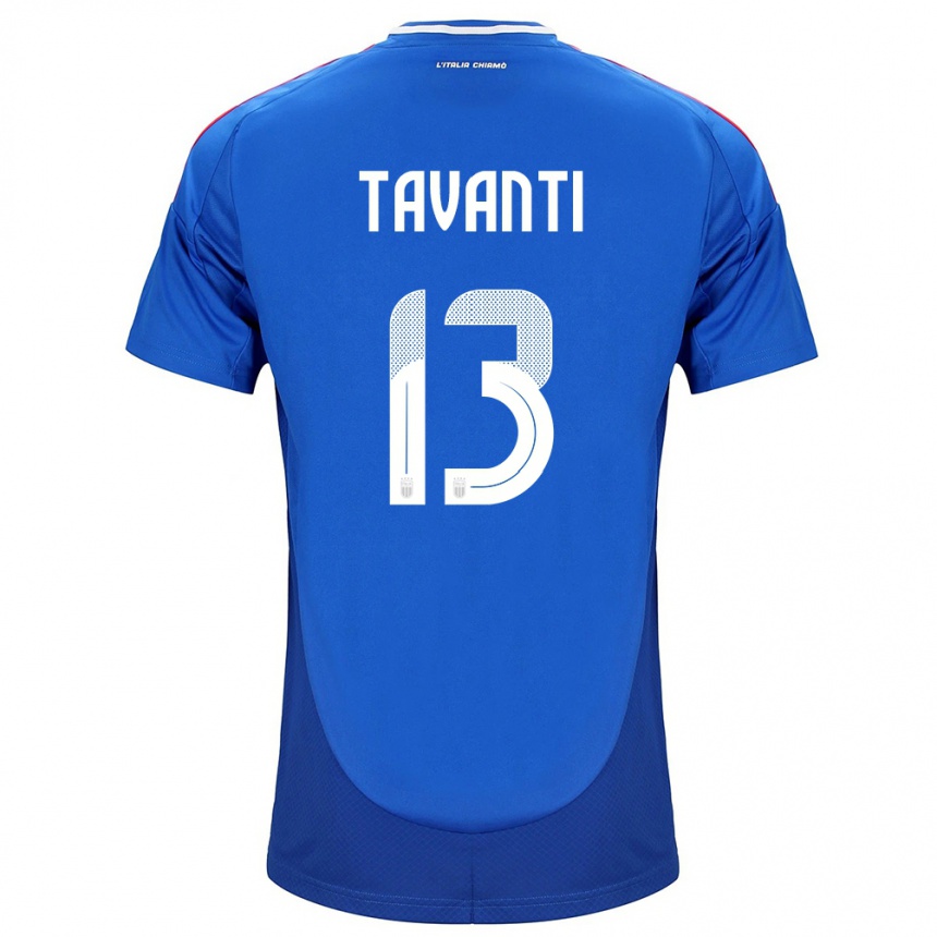 Hombre Fútbol Camiseta Italia Samuele Tavanti #13 Azul 1ª Equipación 24-26 Perú