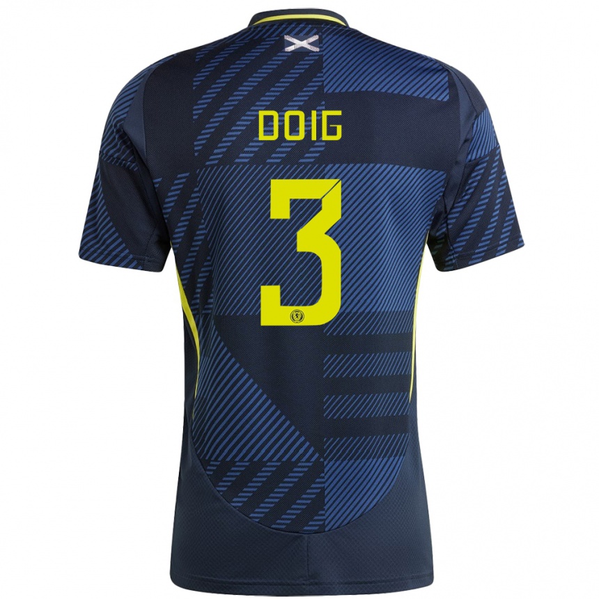 Hombre Fútbol Camiseta Escocia Josh Doig #3 Azul Oscuro 1ª Equipación 24-26 Perú