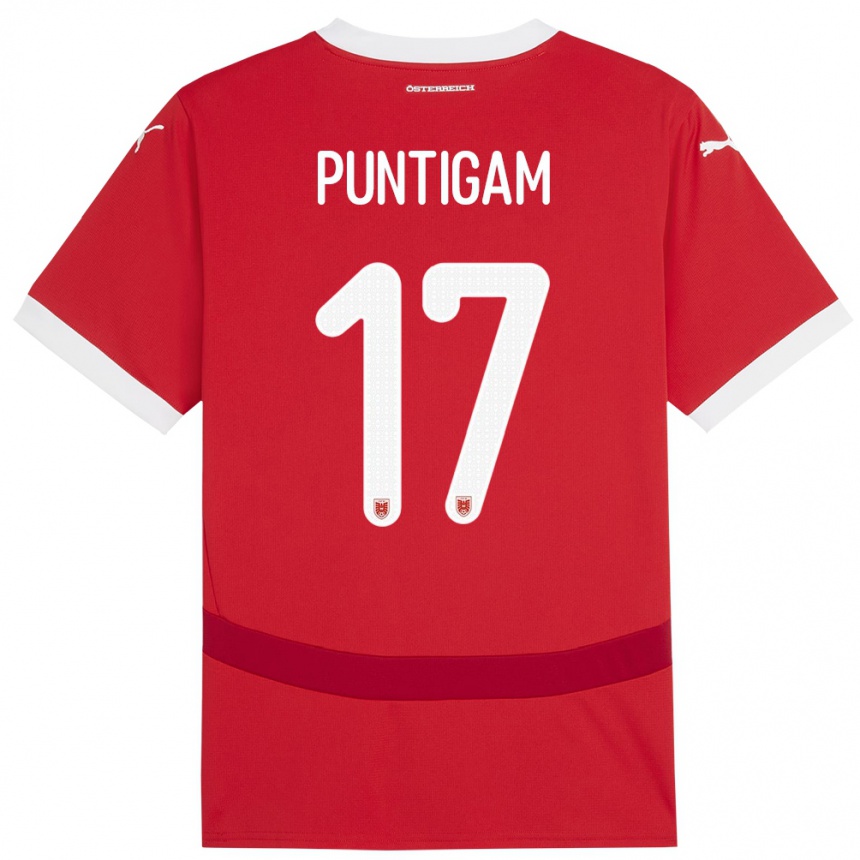 Hombre Fútbol Camiseta Austria Sarah Puntigam #17 Rojo 1ª Equipación 24-26 Perú