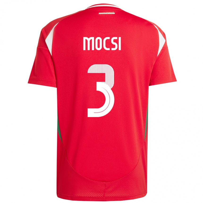 Hombre Fútbol Camiseta Hungría Attila Mocsi #3 Rojo 1ª Equipación 24-26 Perú