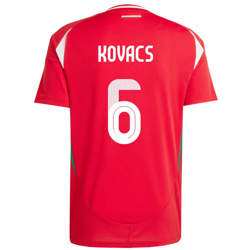 Hombre Fútbol Camiseta Hungría Noel Kovács #6 Rojo 1ª Equipación 24-26 Perú