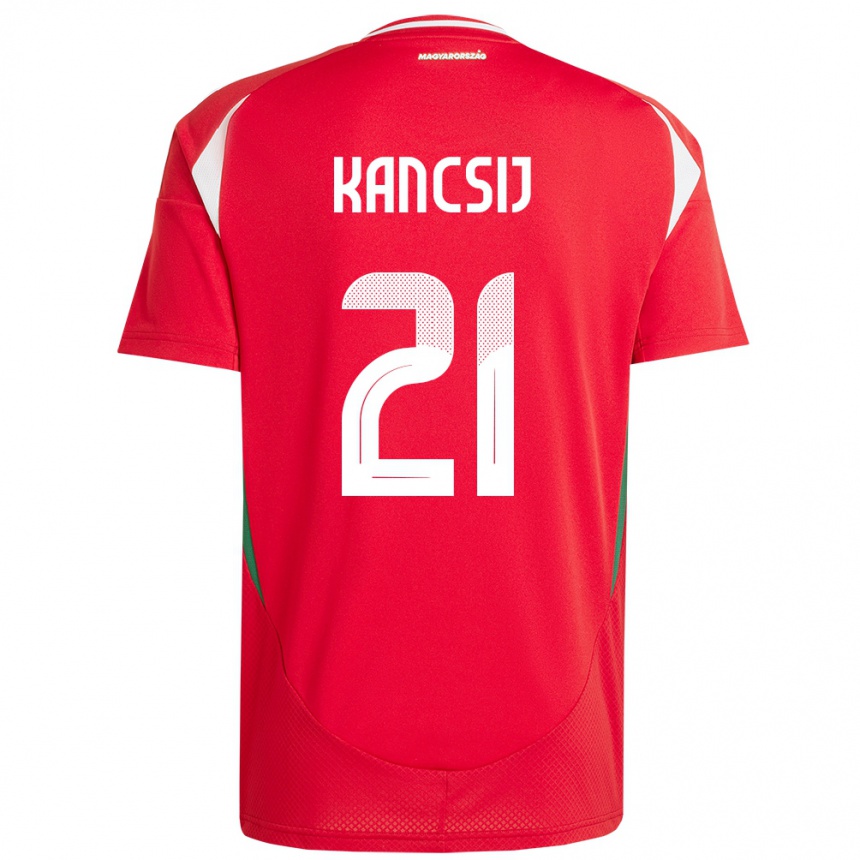 Hombre Fútbol Camiseta Hungría Artúr Kancsij #21 Rojo 1ª Equipación 24-26 Perú