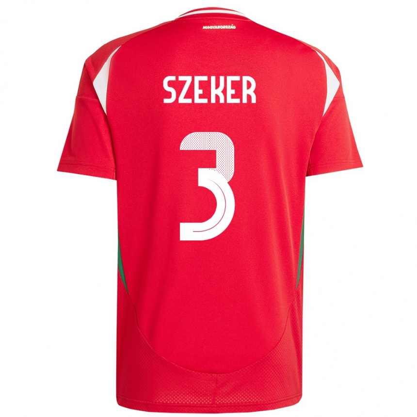 Hombre Fútbol Camiseta Hungría Botond Szekér #3 Rojo 1ª Equipación 24-26 Perú