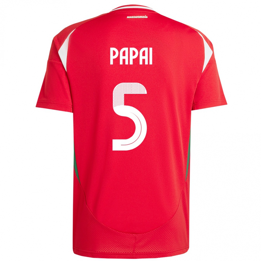 Hombre Fútbol Camiseta Hungría Emőke Pápai #5 Rojo 1ª Equipación 24-26 Perú