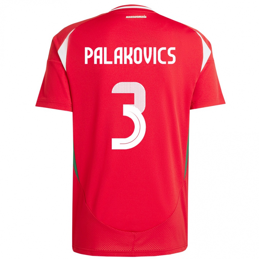 Hombre Fútbol Camiseta Hungría Laura Palakovics #3 Rojo 1ª Equipación 24-26 Perú