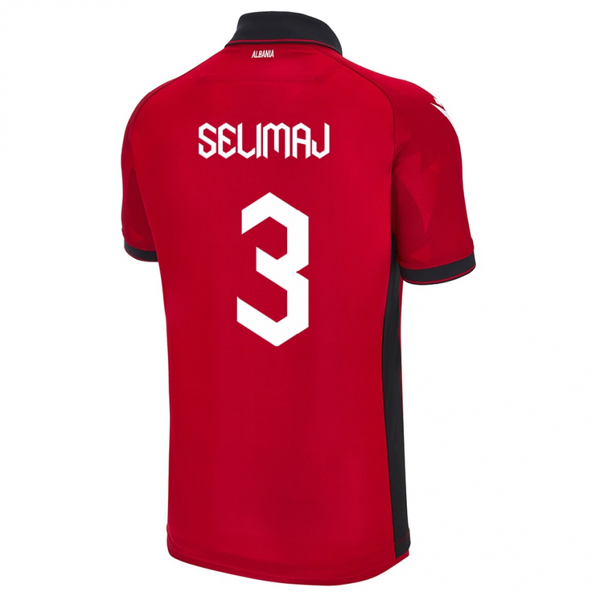 Hombre Fútbol Camiseta Albania Ermis Selimaj #3 Rojo 1ª Equipación 24-26 Perú