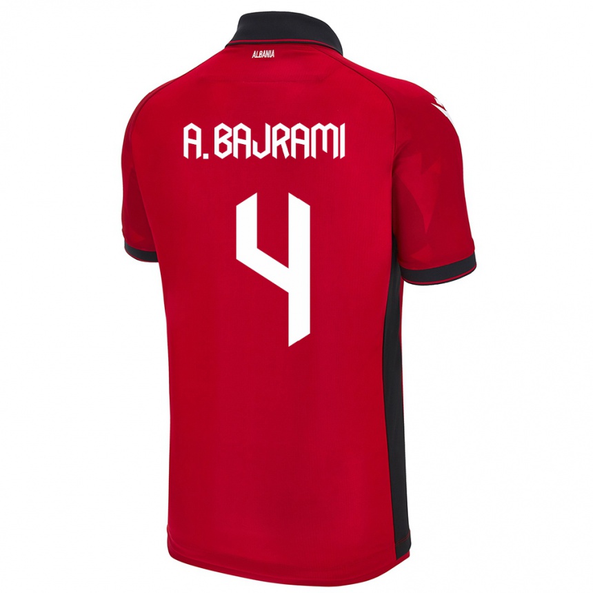 Hombre Fútbol Camiseta Albania Adrian Bajrami #4 Rojo 1ª Equipación 24-26 Perú