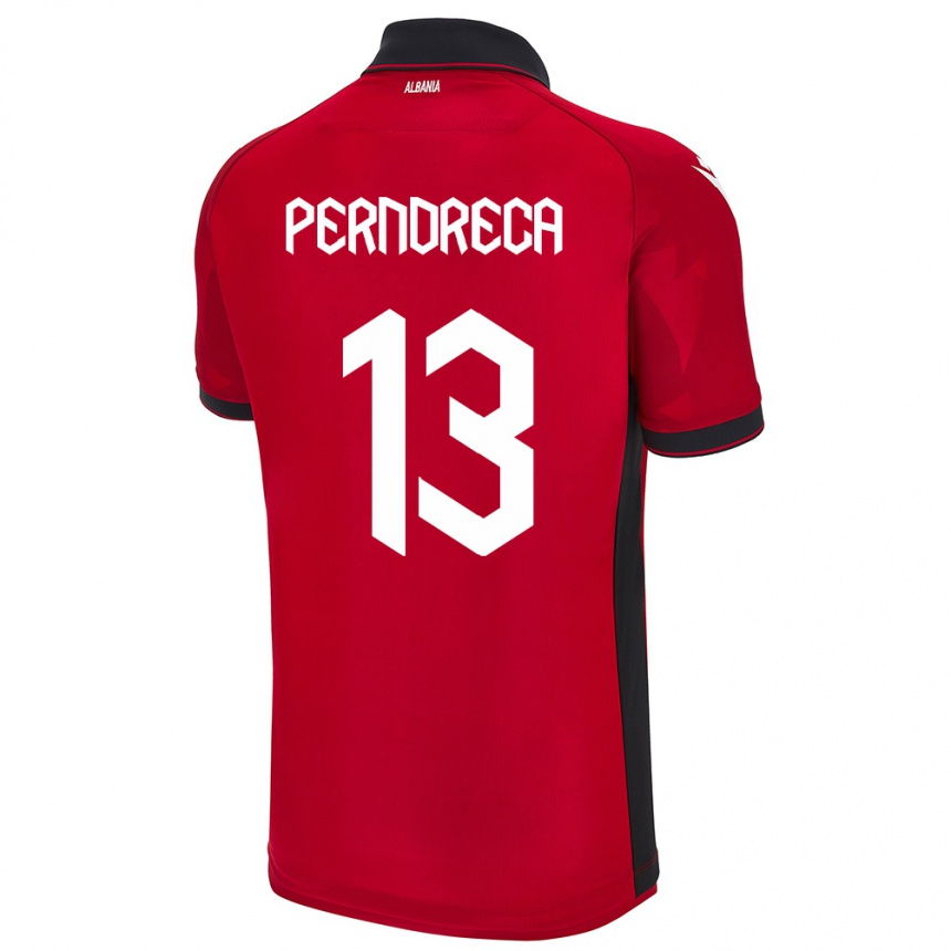 Hombre Fútbol Camiseta Albania Fabjan Perndreca #13 Rojo 1ª Equipación 24-26 Perú