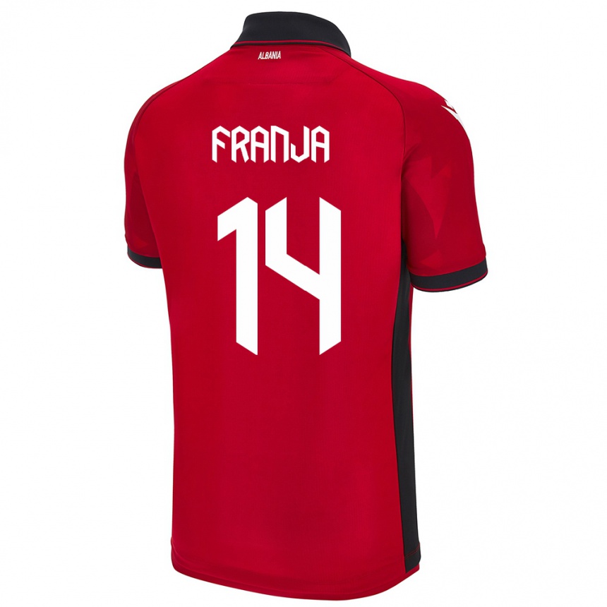 Hombre Fútbol Camiseta Albania Ezmiralda Franja #14 Rojo 1ª Equipación 24-26 Perú