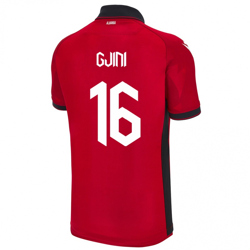 Hombre Fútbol Camiseta Albania Luçije Gjini #16 Rojo 1ª Equipación 24-26 Perú