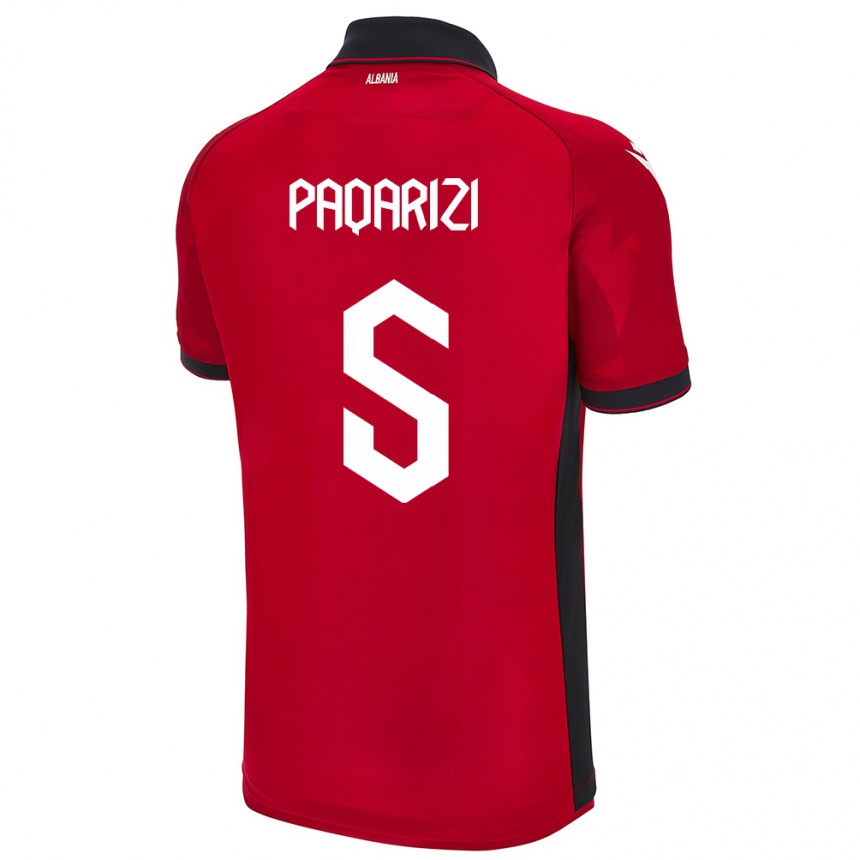 Hombre Fútbol Camiseta Albania Vesa Paqarizi #5 Rojo 1ª Equipación 24-26 Perú