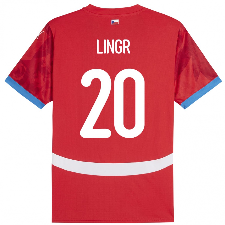 Hombre Fútbol Camiseta Chequia Ondrej Lingr #20 Rojo 1ª Equipación 24-26 Perú