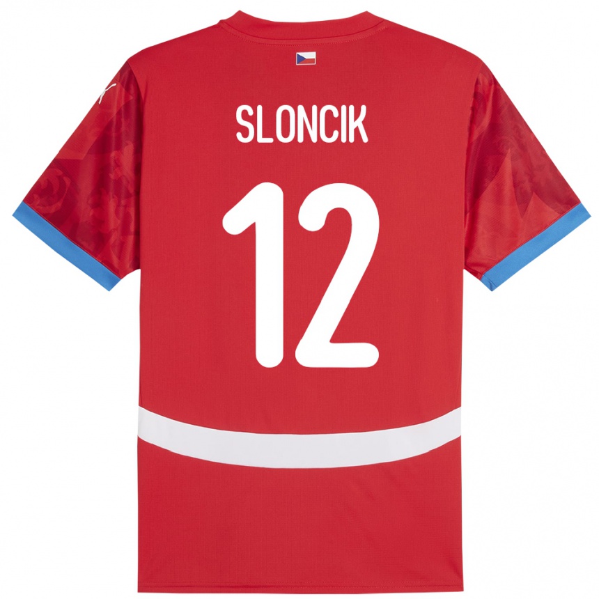 Hombre Fútbol Camiseta Chequia Tom Sloncik #12 Rojo 1ª Equipación 24-26 Perú