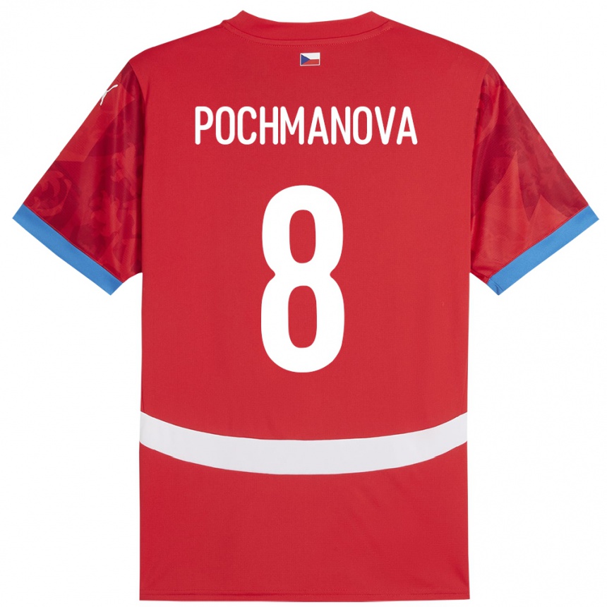 Hombre Fútbol Camiseta Chequia Aneta Pochmanová #8 Rojo 1ª Equipación 24-26 Perú