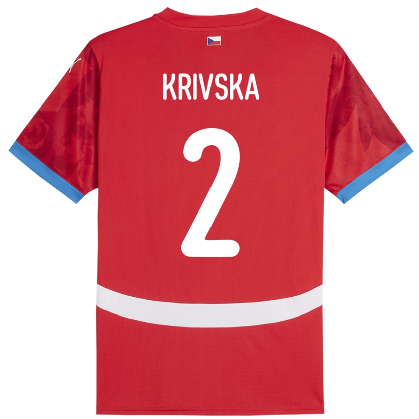 Hombre Fútbol Camiseta Chequia Karolína Křivská #2 Rojo 1ª Equipación 24-26 Perú