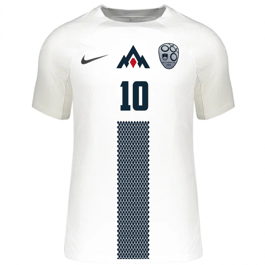 Hombre Fútbol Camiseta Eslovenia Nik Belovic #10 Blanco 1ª Equipación 24-26 Perú