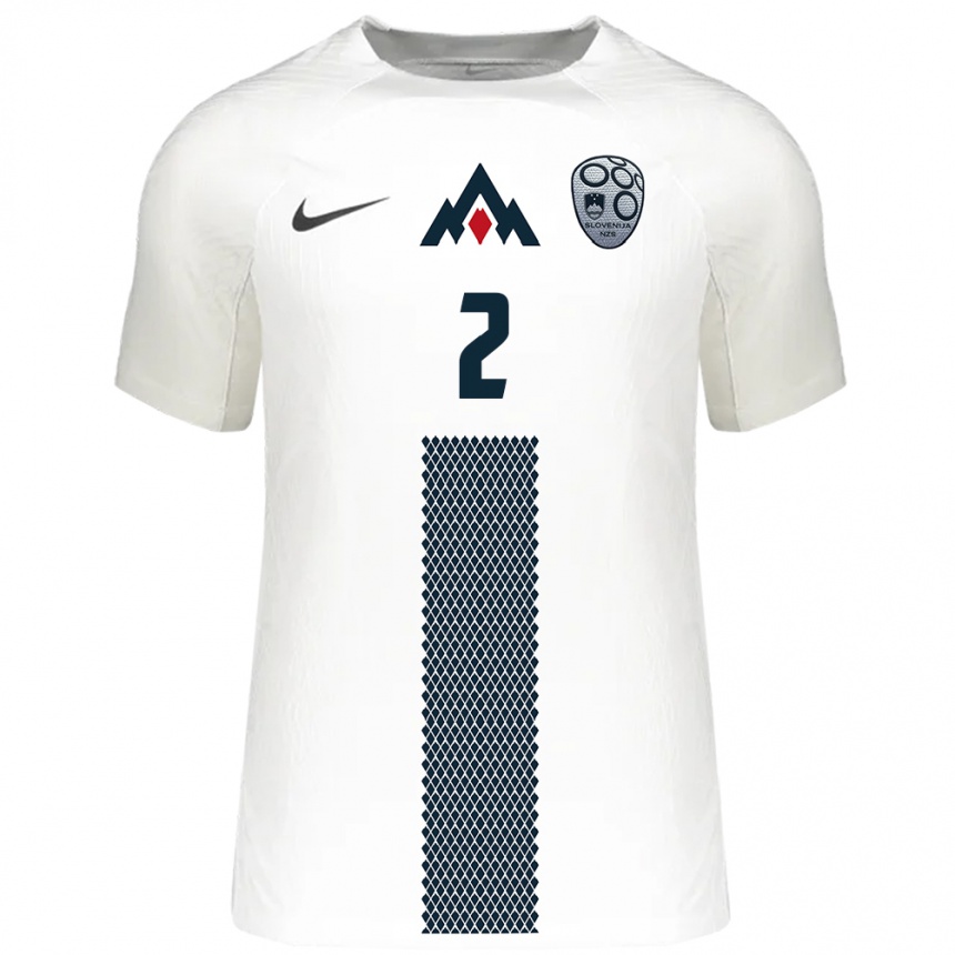 Hombre Fútbol Camiseta Eslovenia Luka Vodusek #2 Blanco 1ª Equipación 24-26 Perú