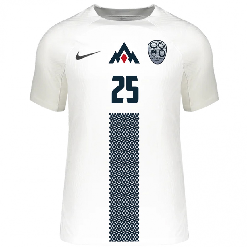 Hombre Fútbol Camiseta Eslovenia Adrian Zeljkovic #25 Blanco 1ª Equipación 24-26 Perú