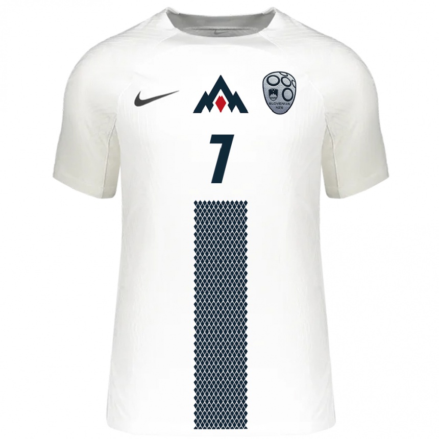 Hombre Fútbol Camiseta Eslovenia Riad Silajdzic #7 Blanco 1ª Equipación 24-26 Perú