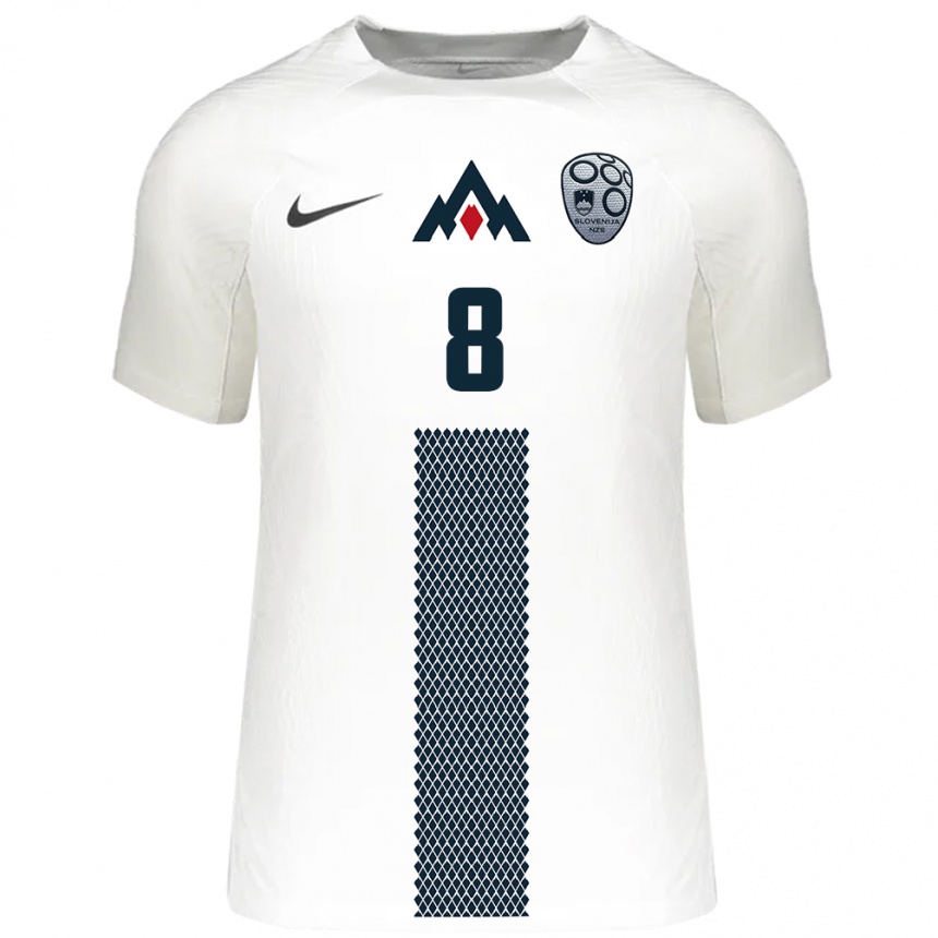 Hombre Fútbol Camiseta Eslovenia Mateja Zver #8 Blanco 1ª Equipación 24-26 Perú