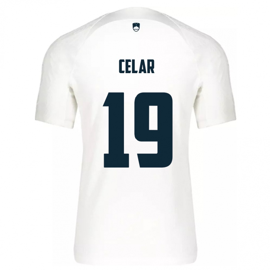 Hombre Fútbol Camiseta Eslovenia Zan Celar #19 Blanco 1ª Equipación 24-26 Perú