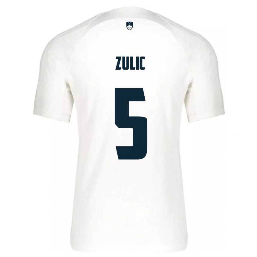 Hombre Fútbol Camiseta Eslovenia Anel Zulic #5 Blanco 1ª Equipación 24-26 Perú