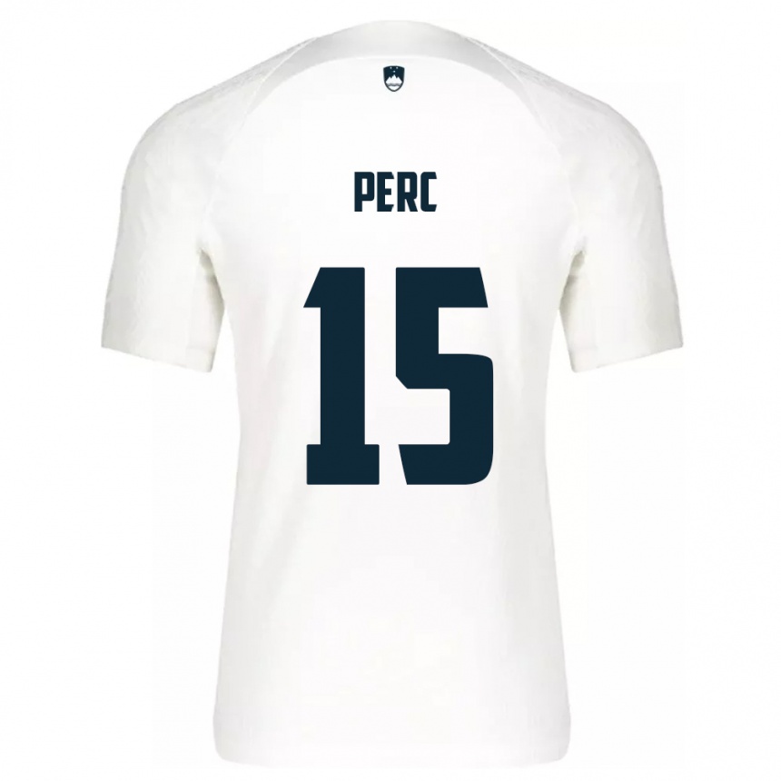 Hombre Fútbol Camiseta Eslovenia Nick Perc #15 Blanco 1ª Equipación 24-26 Perú