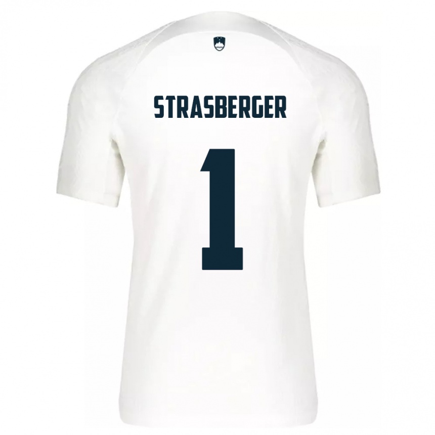 Hombre Fútbol Camiseta Eslovenia Tim Strasberger #1 Blanco 1ª Equipación 24-26 Perú