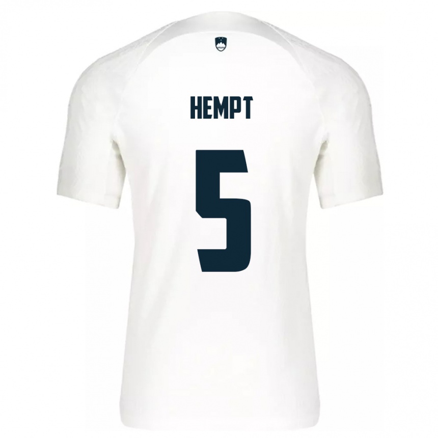 Hombre Fútbol Camiseta Eslovenia Lukas Hempt #5 Blanco 1ª Equipación 24-26 Perú