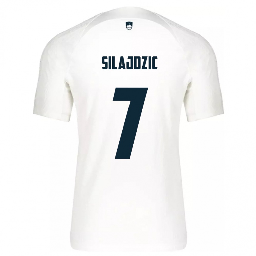 Hombre Fútbol Camiseta Eslovenia Riad Silajdzic #7 Blanco 1ª Equipación 24-26 Perú