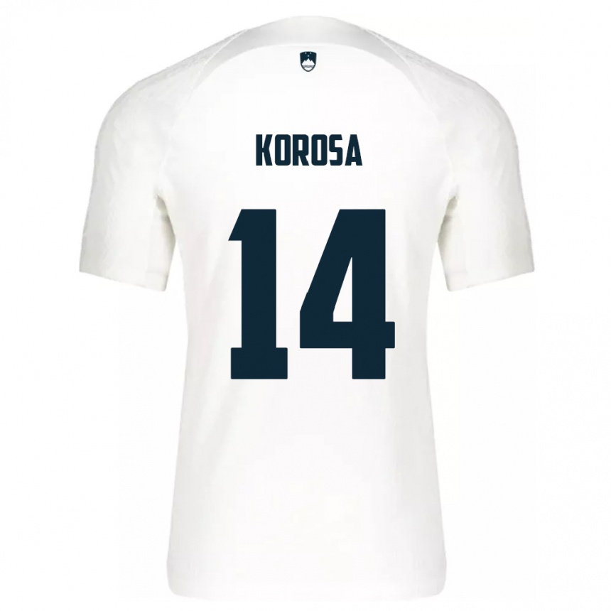 Hombre Fútbol Camiseta Eslovenia Anej Koroša #14 Blanco 1ª Equipación 24-26 Perú