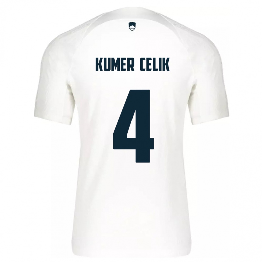 Hombre Fútbol Camiseta Eslovenia An Kumer Celik #4 Blanco 1ª Equipación 24-26 Perú