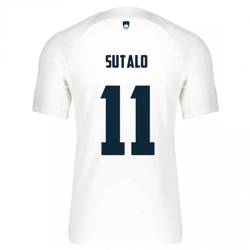 Hombre Fútbol Camiseta Eslovenia Aleksej Sutalo #11 Blanco 1ª Equipación 24-26 Perú