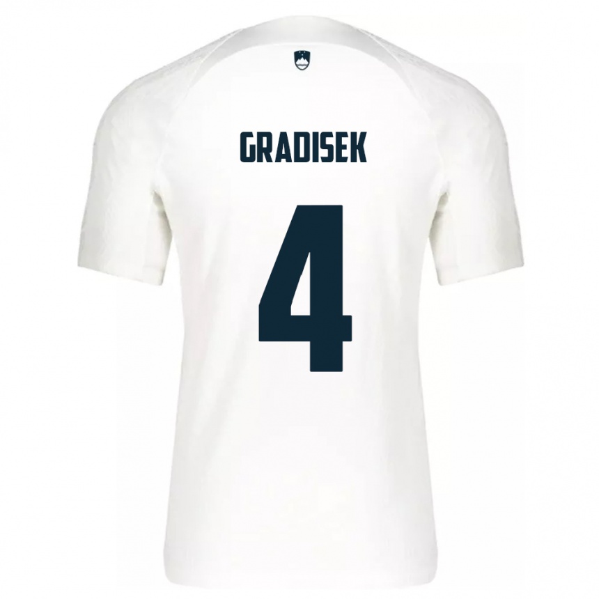 Hombre Fútbol Camiseta Eslovenia Sara Gradišek #4 Blanco 1ª Equipación 24-26 Perú