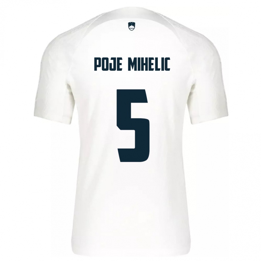 Hombre Fútbol Camiseta Eslovenia Naja Poje Mihelič #5 Blanco 1ª Equipación 24-26 Perú