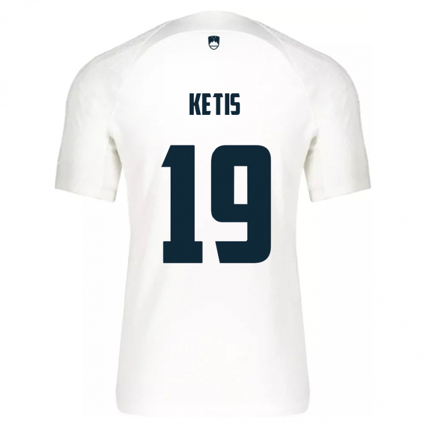 Hombre Fútbol Camiseta Eslovenia Sara Ketiš #19 Blanco 1ª Equipación 24-26 Perú