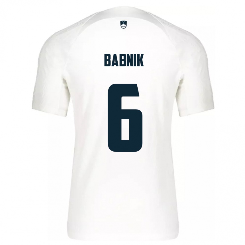 Hombre Fútbol Camiseta Eslovenia Nika Babnik #6 Blanco 1ª Equipación 24-26 Perú