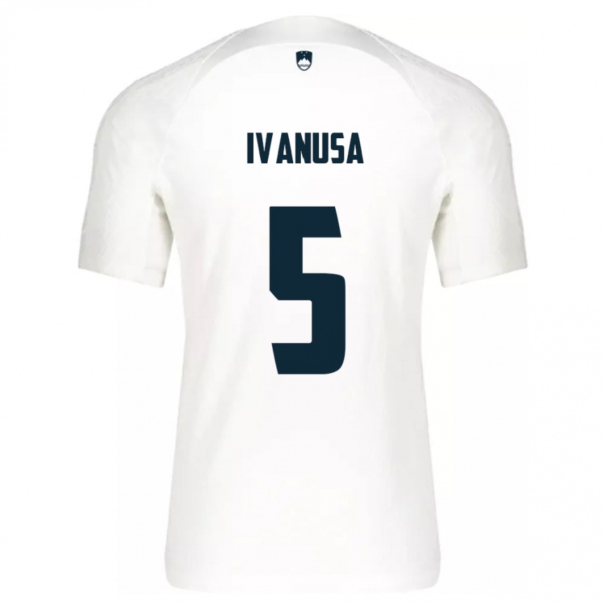 Hombre Fútbol Camiseta Eslovenia Lara Ivanuša #5 Blanco 1ª Equipación 24-26 Perú