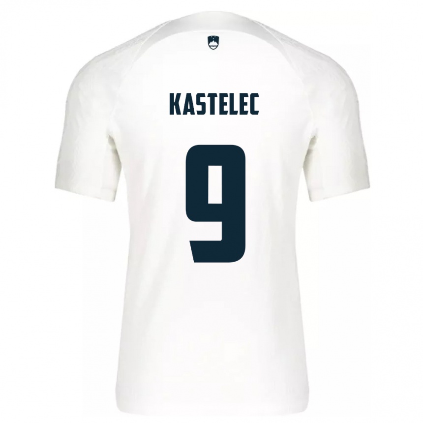 Hombre Fútbol Camiseta Eslovenia Mirjam Kastelec #9 Blanco 1ª Equipación 24-26 Perú