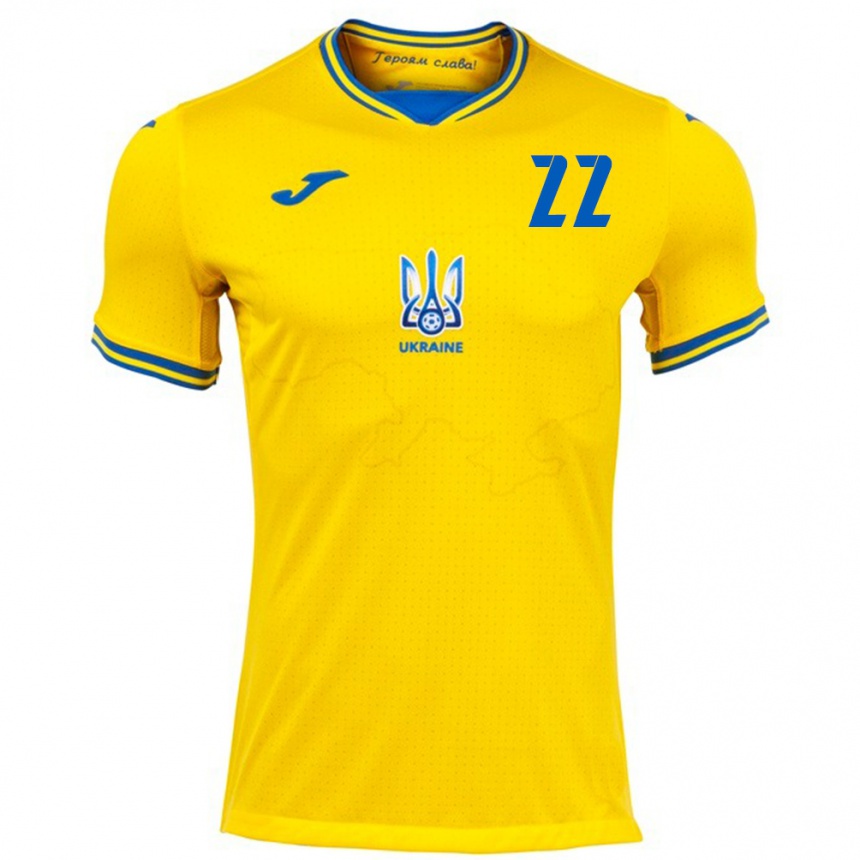 Hombre Fútbol Camiseta Ucrania Mykola Matvienko #22 Amarillo 1ª Equipación 24-26 Perú