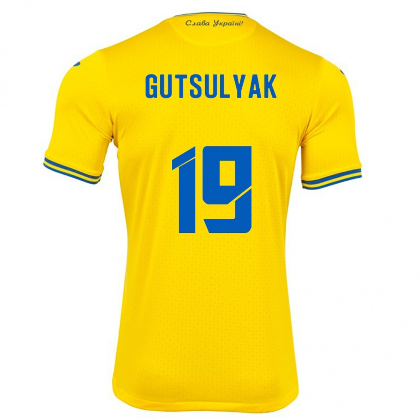 Hombre Fútbol Camiseta Ucrania Oleksiy Gutsulyak #19 Amarillo 1ª Equipación 24-26 Perú