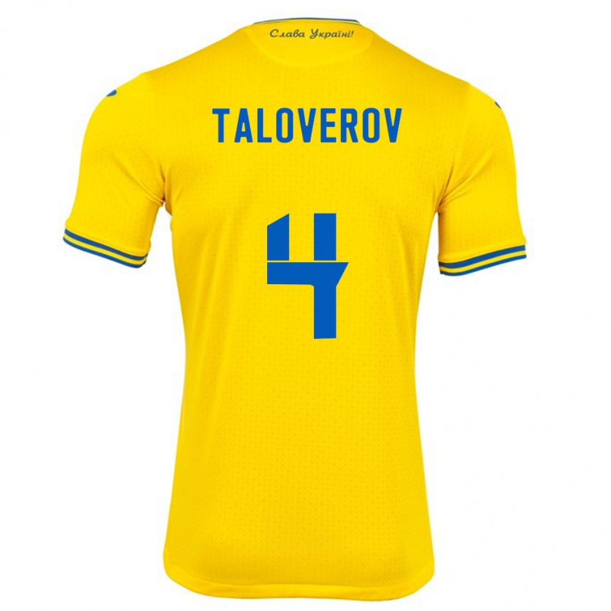 Hombre Fútbol Camiseta Ucrania Maksym Taloverov #4 Amarillo 1ª Equipación 24-26 Perú