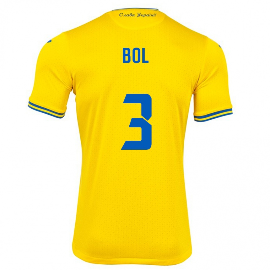 Hombre Fútbol Camiseta Ucrania Anton Bol #3 Amarillo 1ª Equipación 24-26 Perú