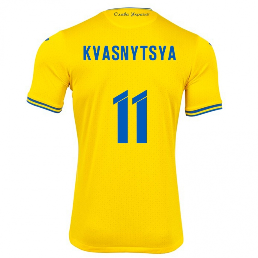 Hombre Fútbol Camiseta Ucrania Ilya Kvasnytsya #11 Amarillo 1ª Equipación 24-26 Perú