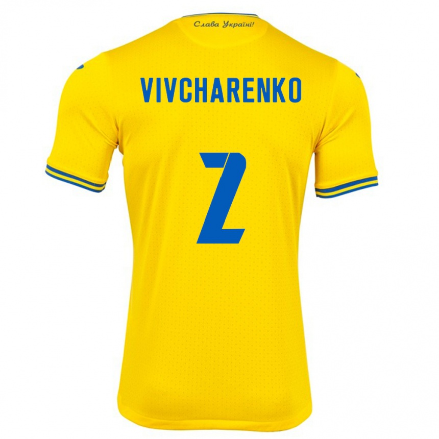 Hombre Fútbol Camiseta Ucrania Kostyantyn Vivcharenko #2 Amarillo 1ª Equipación 24-26 Perú