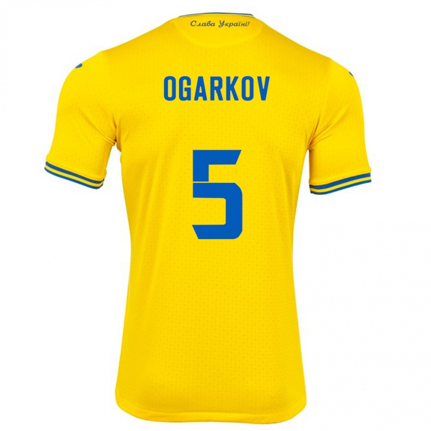 Hombre Fútbol Camiseta Ucrania Mykola Ogarkov #5 Amarillo 1ª Equipación 24-26 Perú