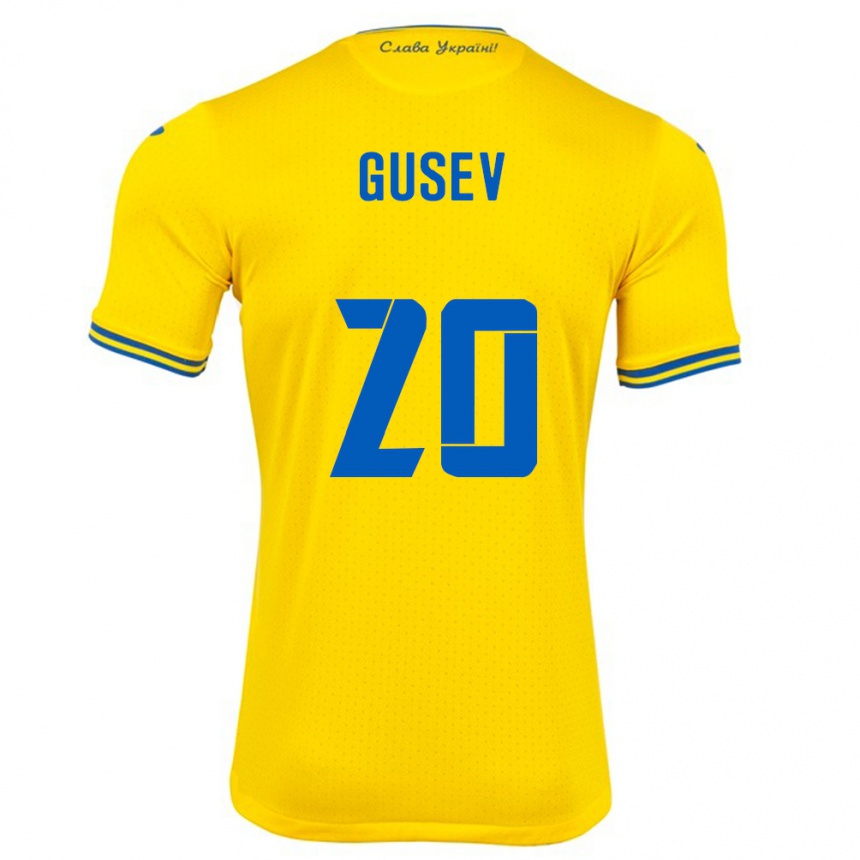 Hombre Fútbol Camiseta Ucrania Oleksiy Gusev #20 Amarillo 1ª Equipación 24-26 Perú