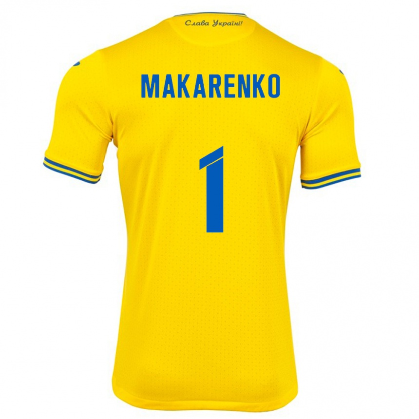 Hombre Fútbol Camiseta Ucrania Nazar Makarenko #1 Amarillo 1ª Equipación 24-26 Perú