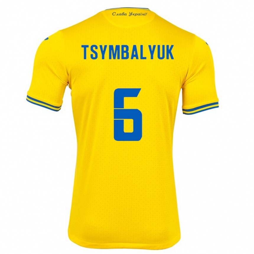 Hombre Fútbol Camiseta Ucrania Maksym Tsymbalyuk #6 Amarillo 1ª Equipación 24-26 Perú